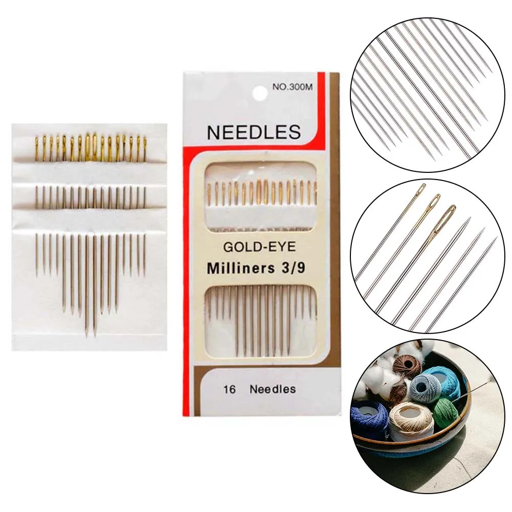 Easy Thread Large Eye Hand Sewing Needles Versatile Easy Thread Large Eye Self Threading 16 Pcs Note Multipurpose