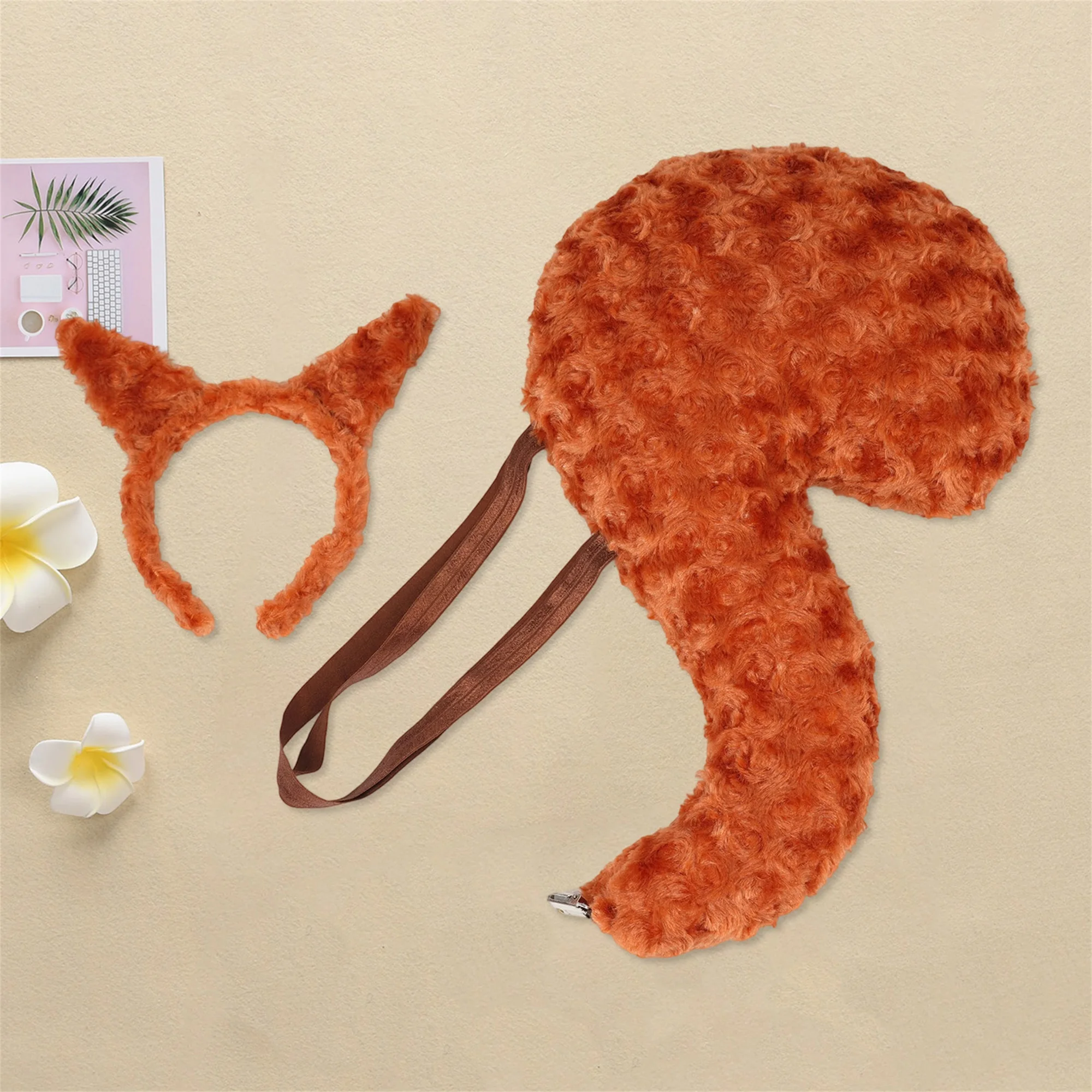 Accessoires de Costume de renard d'halloween, 2 pièces, bandeau en peluche, Kit de queue, accessoires de jeu de rôle festifs pour fête, Cosplay et déguisement