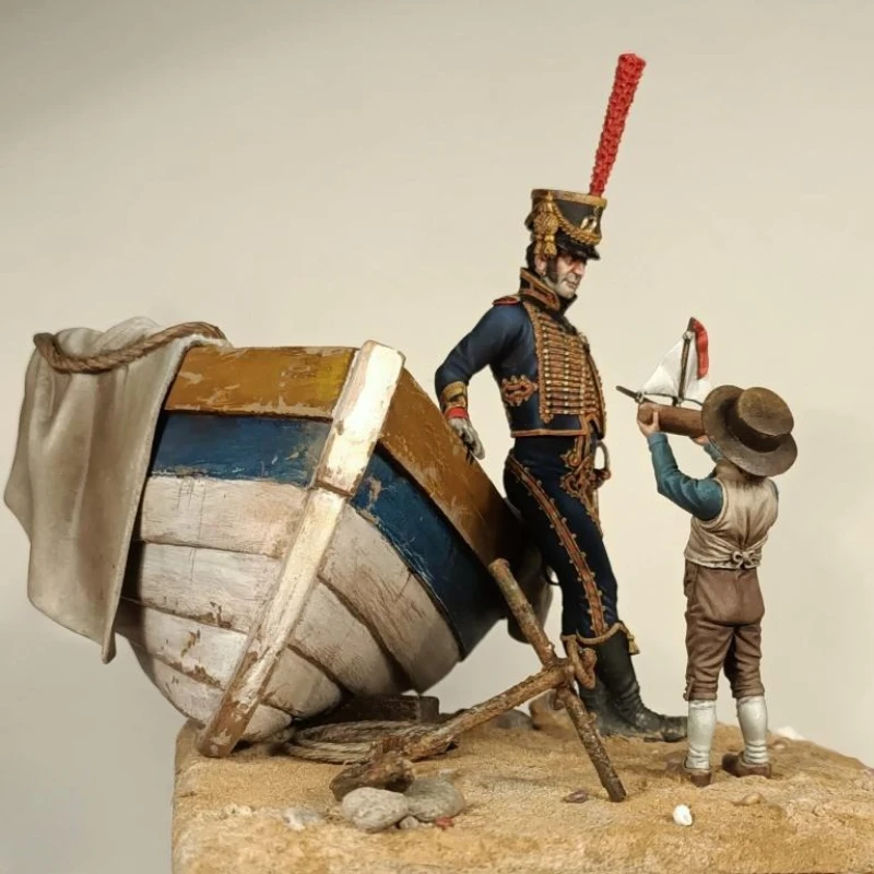 1/24 Scale 75mm DieCast Resin Figure Model Kit Naval Officer and Little Sailor Miniature Toys Unassembled Unpainted DIY Diorama