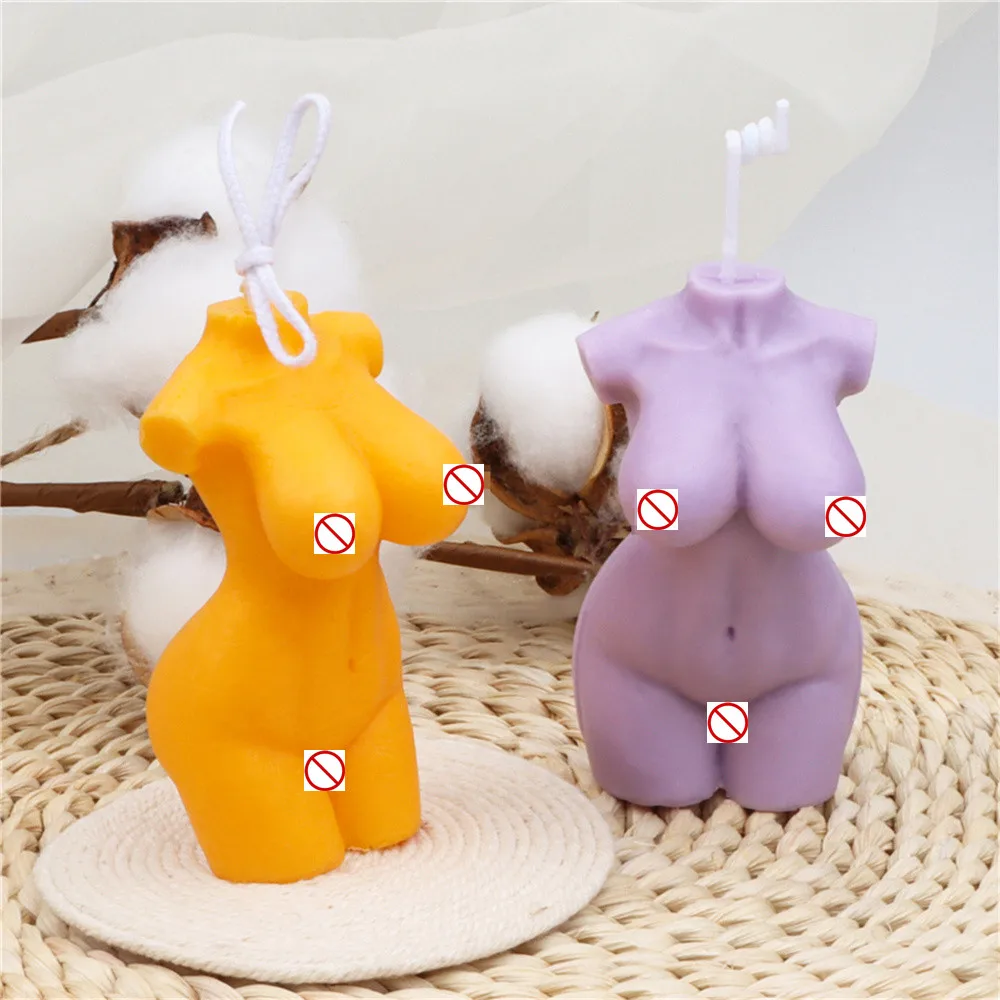 

3D WomanToned Body Plump Shape Silicone Candle Body Mold Thick Huge Breasts Sexy Nude Curvy Figure DIY Hand-made Plaster Craft