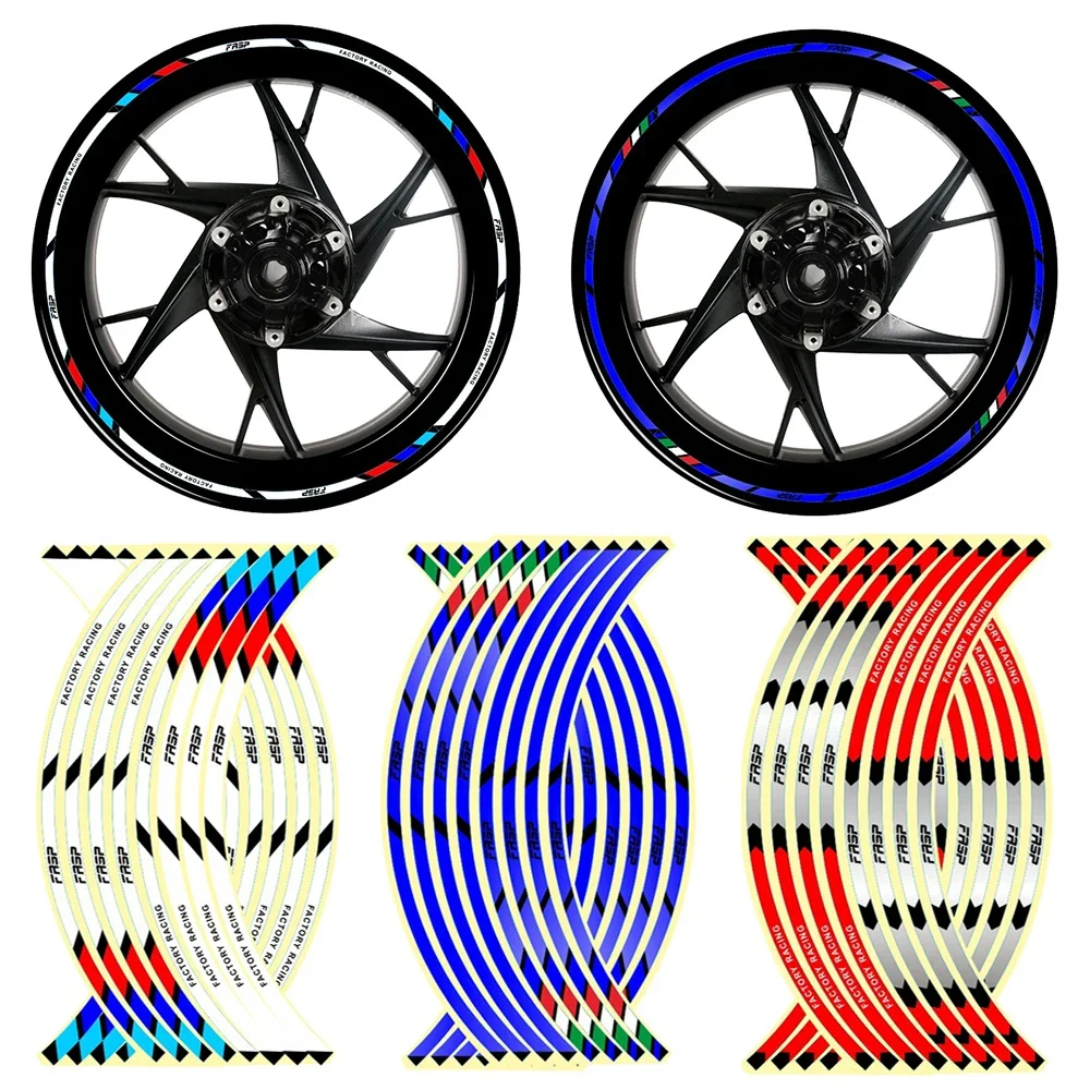 Autocollant de roue de moto, ruban de jante de coulée, autocollant de roue de voiture Honda, Kawasaki, Hurbike, accessoire de moto, 17 ", 18", 16 pièces