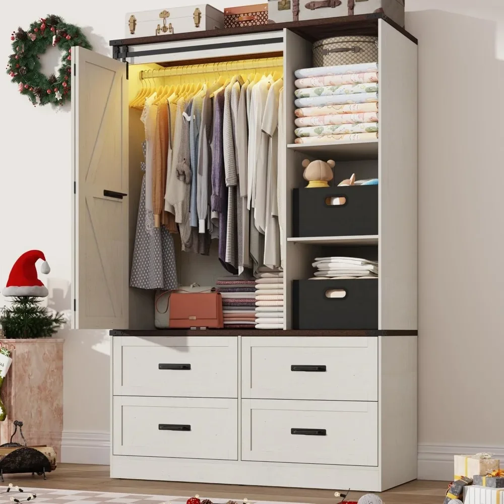 

Door Armoire with Sliding Barn Door and Lighting
