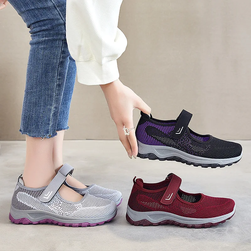 Summer Women\'s Casual Shoes High Quality Platform Soft Sole Outdoor Hiking Shoes Lightweight Anti Slip Mom Sneakers Shoes