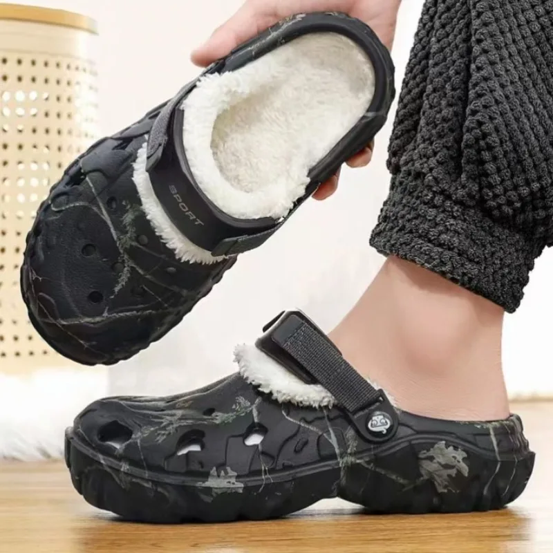 Winter Men's Slippers, Warm Cotton Shoes, Casual Slippers, EVA Plush Shoes, Comfortable and Lightweight Inner Liner Detachable