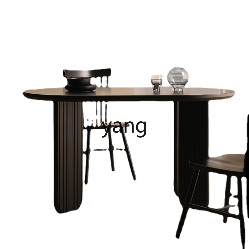 

CX Designer Model Small Apartment Solid Wood Large Dining Table Modern Minimalist Dining Table 6 People Black