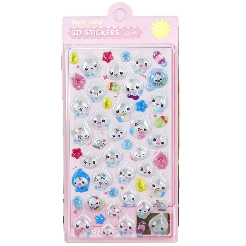 

6PCS 3d Water Drop Bump Sticker Cute Cartoon Style Water Cup Magazine Decorative Mobile Phone Diy Hand Book Decorative Sticker