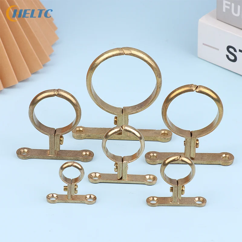Latão ajuste 15 22 28 35 42 54mm od clipe de tubulação de bronze fixado na parede suporte de tubulação clipe suporte fixo encanamento água com base