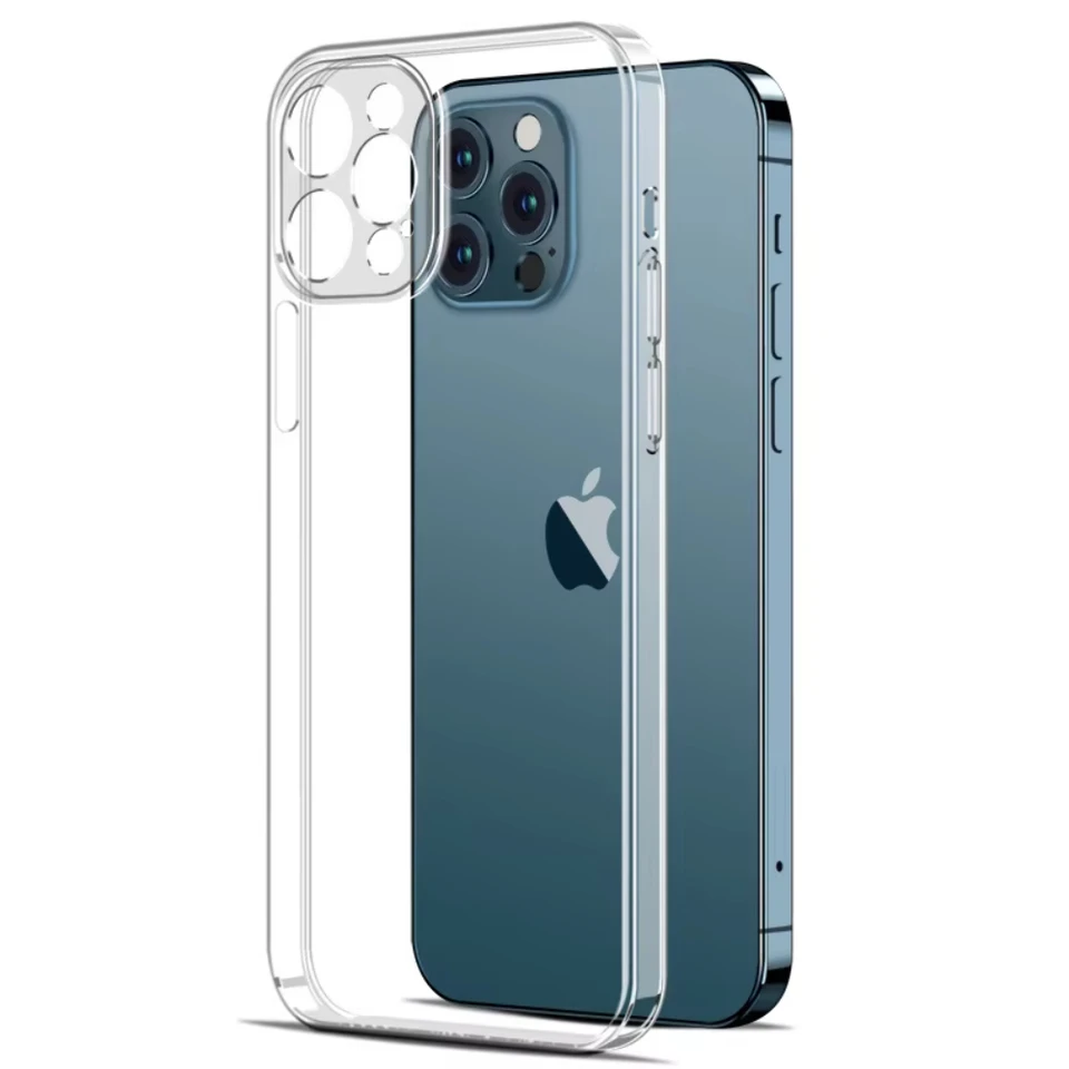 Funda de TPU suave ultra delgada para iPhone 16 17 Pro Air 16e 11 12 13 14 15 Pro Max Plus, funda de silicona transparente con borde 6