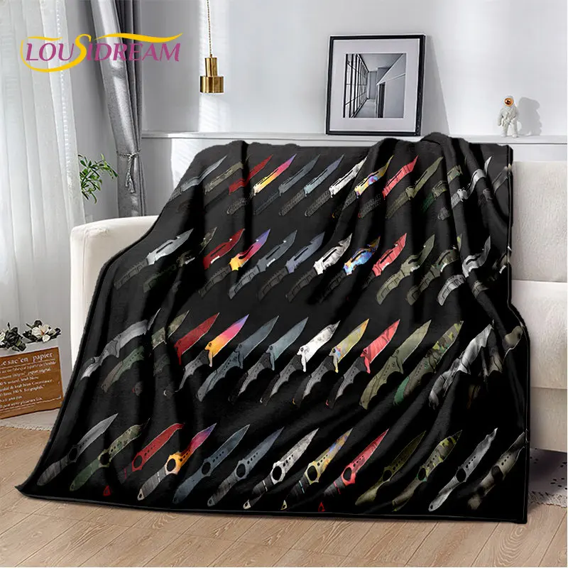 CS,knife,Swiss Knife Sword Games Soft Plush Blanket,Flannel Blanket Throw Blanket for Living Room Bedroom Bed Sofa Picnic Cover