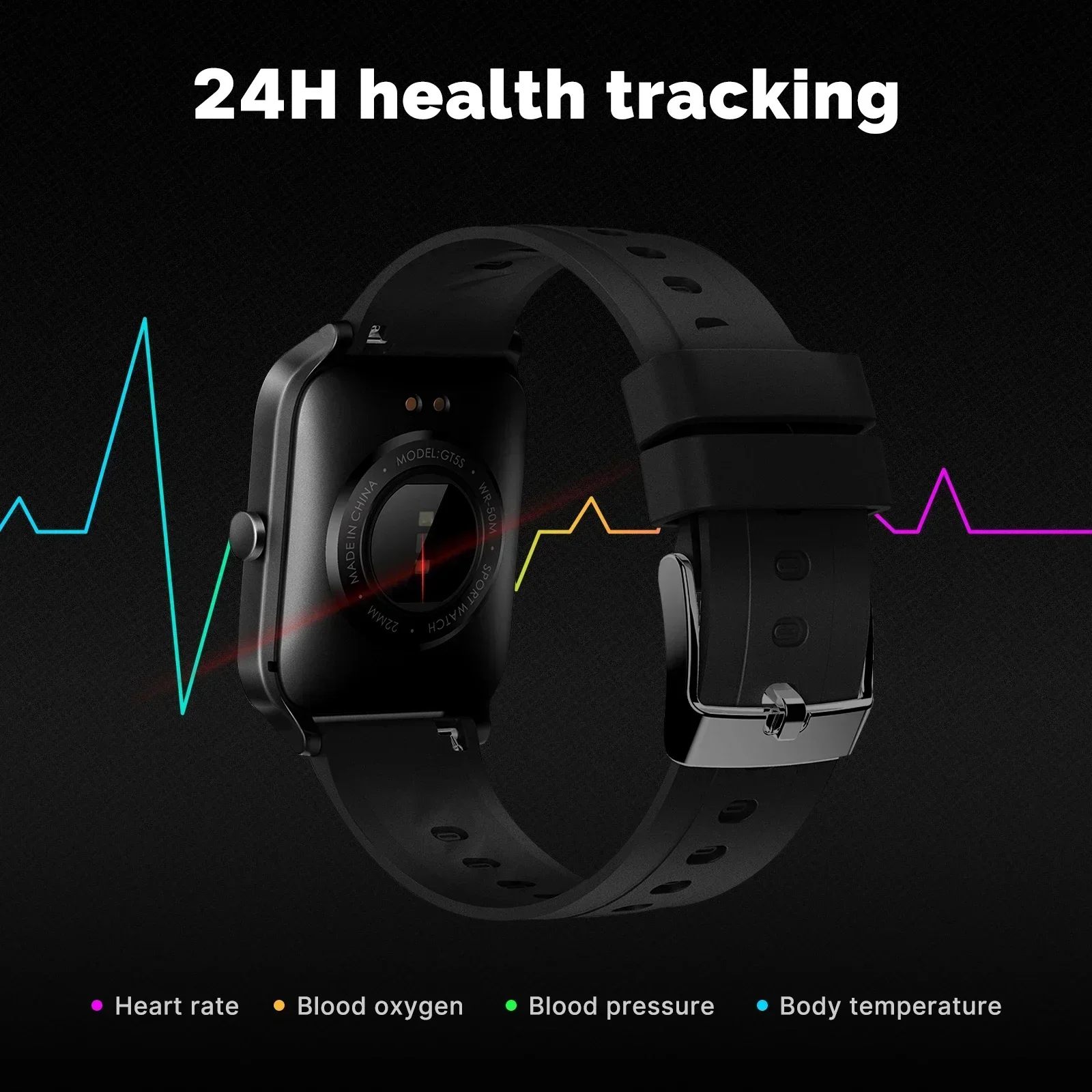 MOES Reloj inteligente Alexa Rastreador de ejercicios incorporado Frecuencia cardíaca y dos estilos de dial Monitor de oxígeno en sangre, pantalla