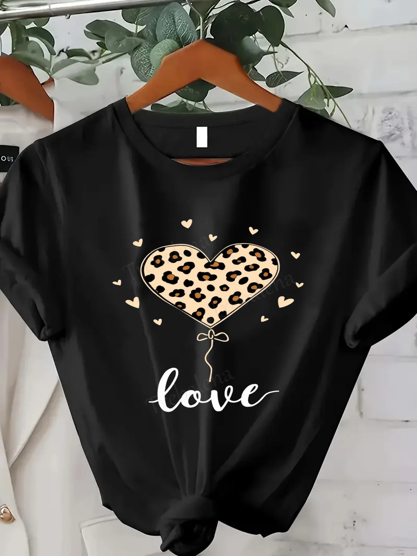 

Women T-shirt Leopard Heart Love T-Shirt for Women, Sexy Casual Style