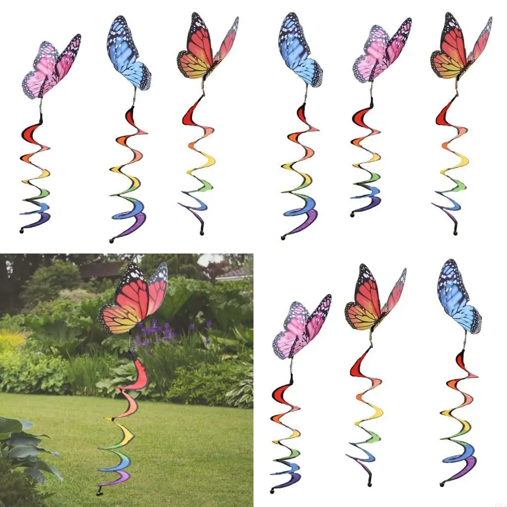   Colorful Wind Twisters Curlie Spinners Ornaments Eye Catching Outdoor Decoration