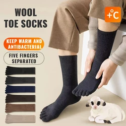 Miiow 5 Paar Männer fünf Finger lange Socken kälte beständige Kaschmir Split Toe Strumpf verdicken beheizte Winter warme Merinowolle Socke