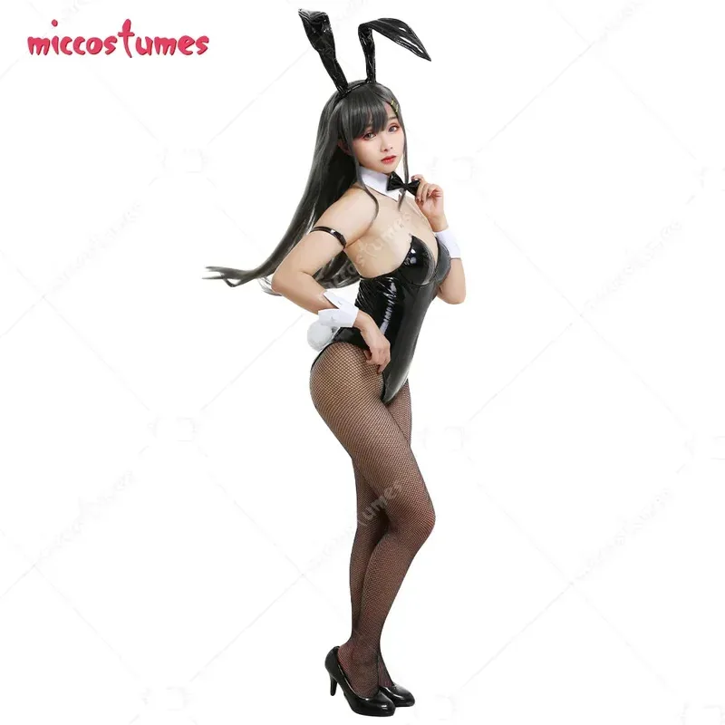 

25COSMiccostumes Bunny PU Косплей Костюм Женский Senpai Черный Комбинезон Боди Хэллоуин Наряд