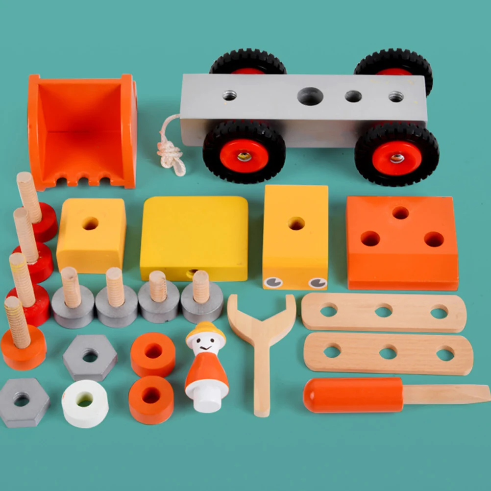 

Kids Educational Birthday Gift Wood Assembled Engineering Vehicle Cognitive Plaything Boys Birthday Gift