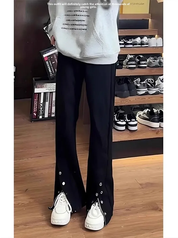 

Мужские джинсы с прямыми штанинами на пуговицах Bla, дизайн Sensation, утягивающие брюки High Street, крутые прямые расклешенные брюки с микро-расклешенной трубкой