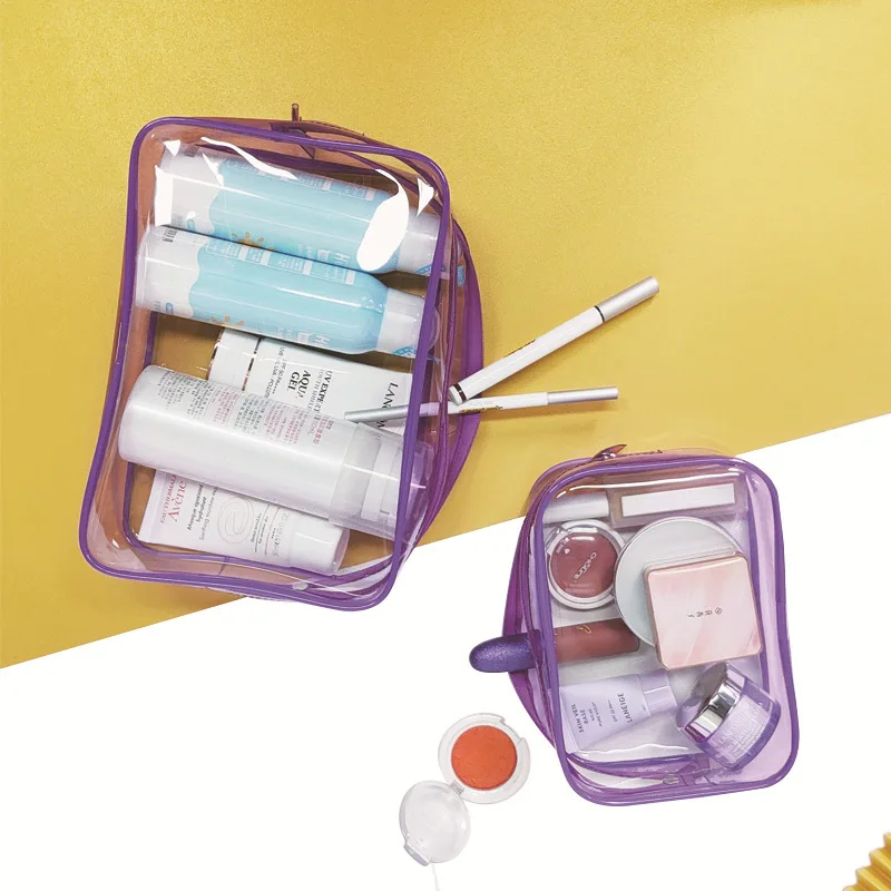 2 шт., женская портативная дорожная сумка для стирки, прозрачная водонепроницаемая сумка для хранения макияжа, большой вместительный косметический органайзер, косметический чехол