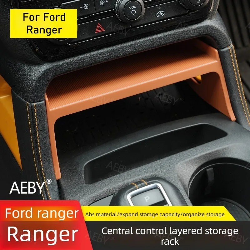 

For Ford Ranger 2022-2026 Center console storage box with card slot storage tray,Fast charging anti-slip,interior accessories