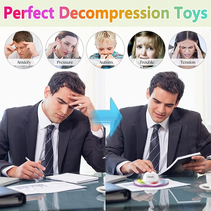 Antistress Push Bubbles Fidget Spinner for Kids and Adults Face-Changing Sensory Toy for Autistic Children Anxiety Relief Gifts