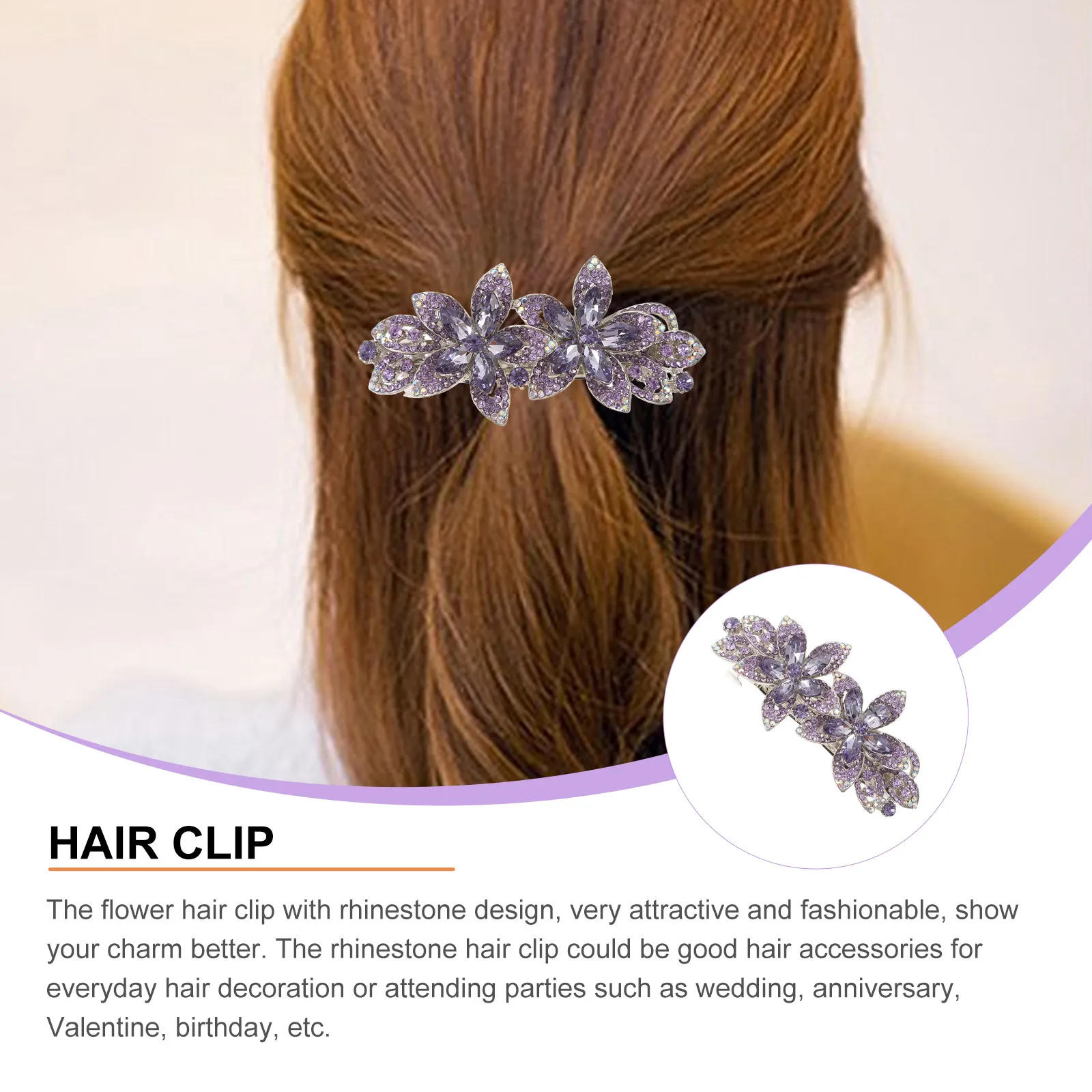

Waterproof Crystal Flower Hair Clip Metal Rhinestone Decorative Hair Clip for Women Party Wedding Prom Accessories