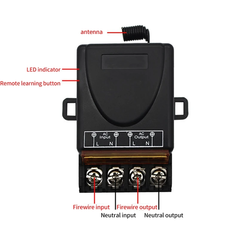 Ac 220V 30a 1ch 433Mhz Draadloze Afstandsbediening Schakelaar Rf Relay Ontvanger + Aan/Uit Zender Voor Elektrische Apparaten Lamp