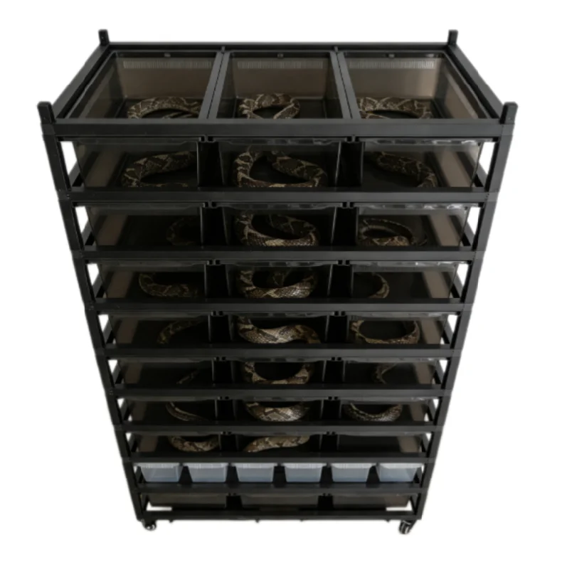 Expandable Reptile Rack Stand with Thermoregulated Tubs Ideal for Large Scale Snake Keeping