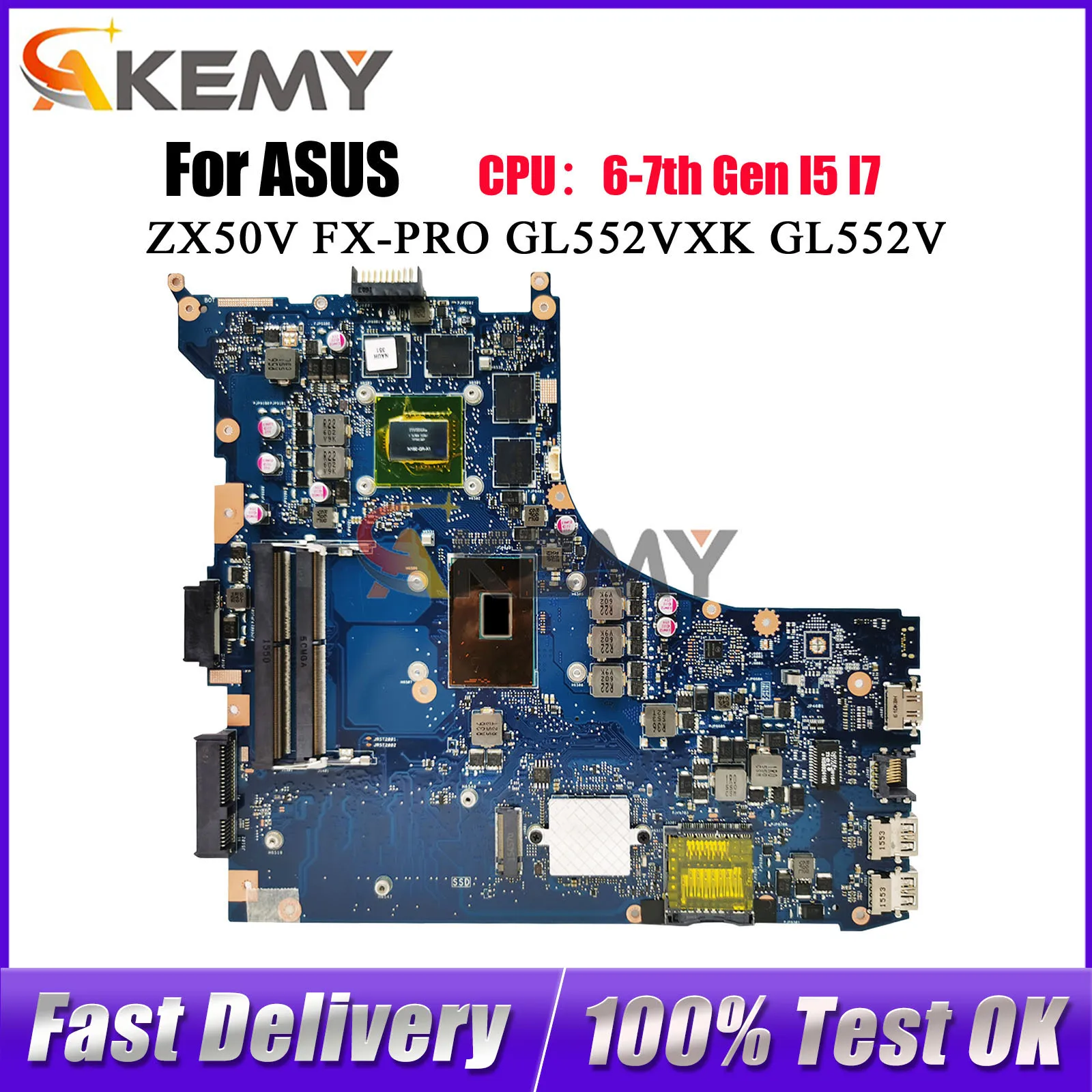 GL552VL Laptop Motherboard For ASUS ROG GL552VXK GL552VX GL552V ZX50V FX-PRO Notebook Mainboard With I5 I7 CPU 100% tests OK stk