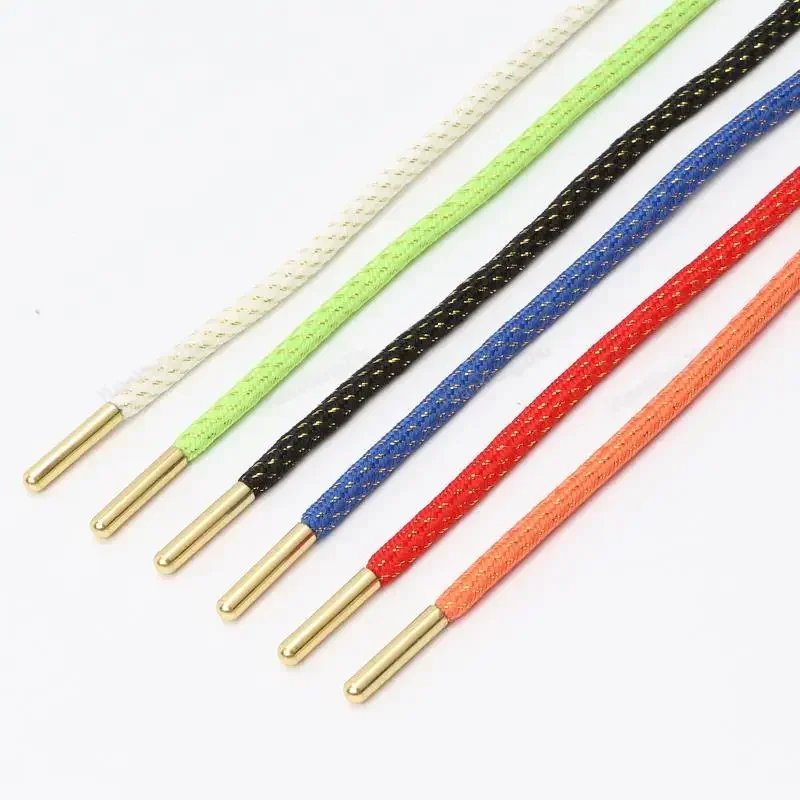 1Pair Round Shoelaces Sneakers Shoelace Quality Metal Head Rope Laces for Shoes Diameter 0.45cm 100/120/140/160cm Shoestrings