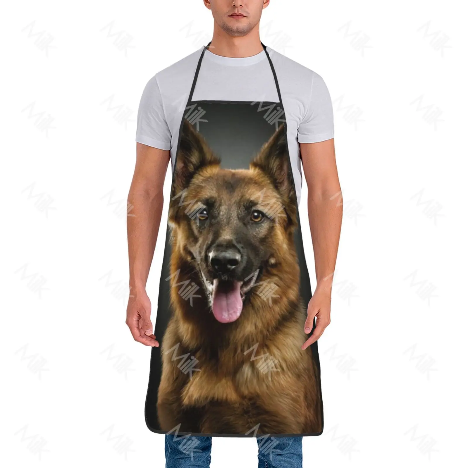 Funny Kitchen Apron 3D Funny German Shepherd Dog Apron for Men Women Cooking Baking BBQ Home Cleaning Tools