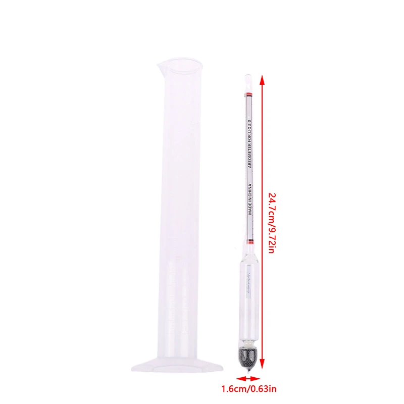 1Set Hydrometer Tester Vintage Measuring Bottle Set Tools Alcoholmeter Wine Concentration Meter 0-100 Hydrometer