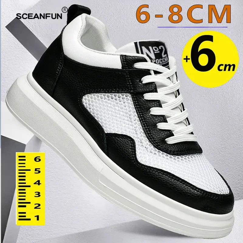 Hollow Out Breathable Height Increase Shoes For Men Summer Elevator Sneakers Increase Designer6~7CM Lift Thick Sole Casual Sport