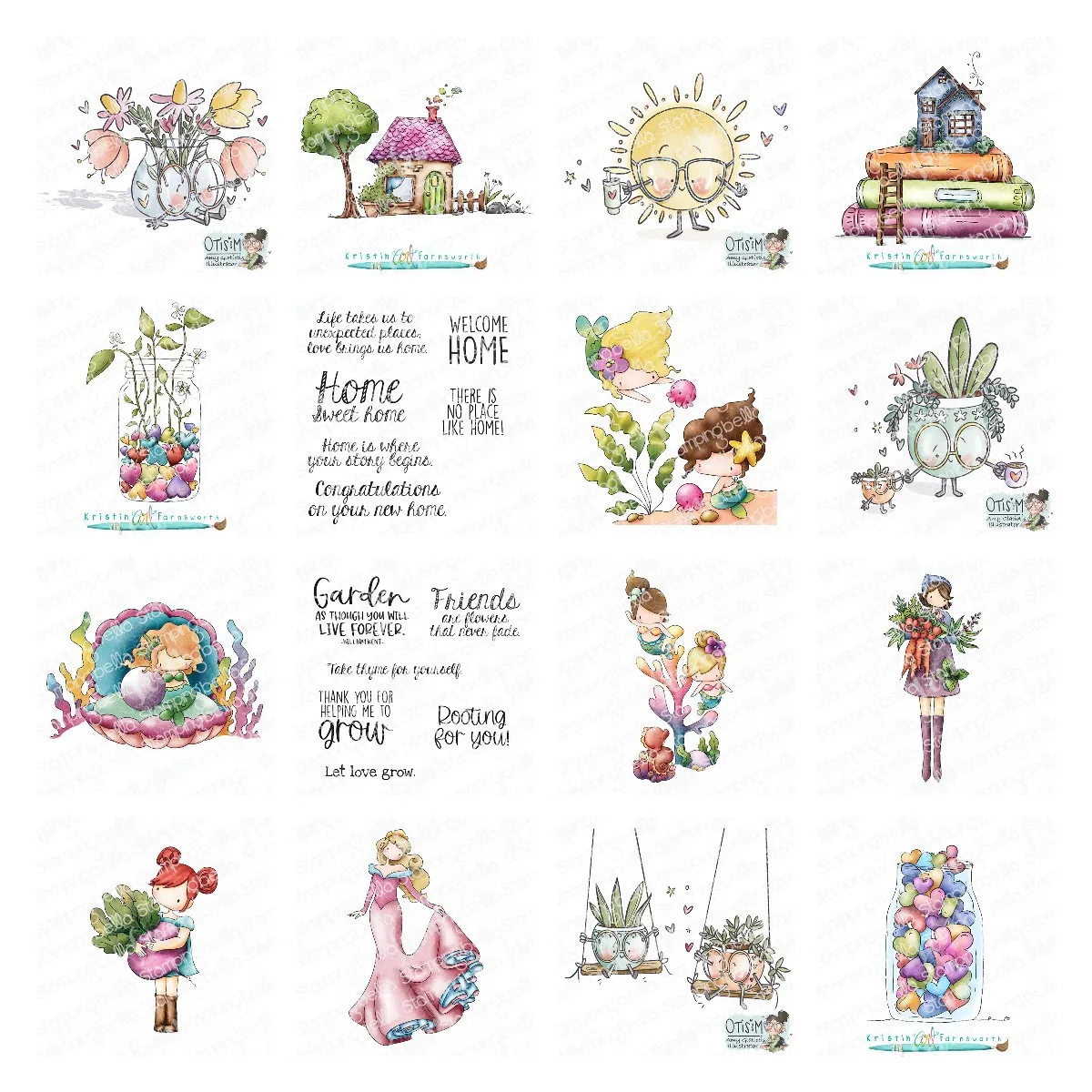 

New Clear Stamps 2024 Sweet Home Garden Sentiment Stamps for Scrapbooking Set DIY Embossing Paper Card Mermaid Crafts Decoration