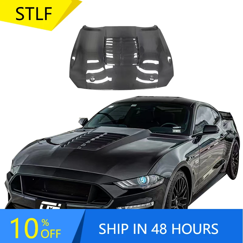 

STLFGT500 Style Carbon Fiber Engine Cover for 2015-2023 Mustang Carbon Fiber Hoods