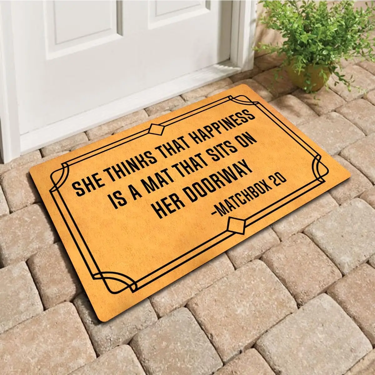 

She Thinks Happiness Is a Mat' Doorway Doormat Rubber Non-Slip Funny Mats Music Lovers Matchbox 20 Door Floor Mat Entryway