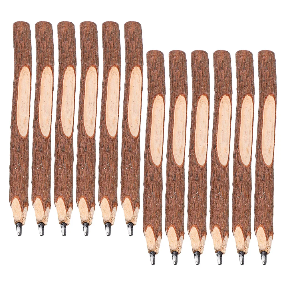 12 PCS Branch Pencil Kindergarten Pencils Boy Sketch Artist Wooden Pine Camping Party Favors Bride