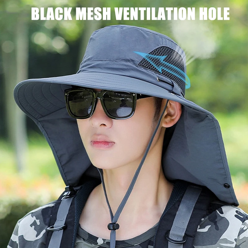 Fishing Hat Sun Shading Large Eaves For Fishing Mountain Climbing Mask Breathable Outdoor UV Protection Detachable Full Face