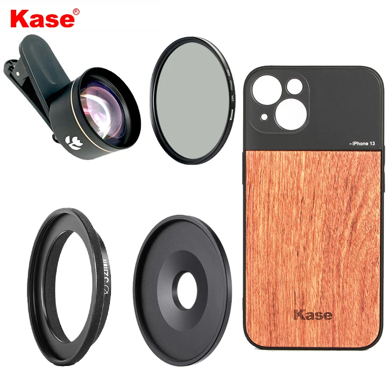 Kase Mobile Phone Macro Lens with Phone Case/PCL Polarizer Filter/52mm Adapter Ring for HUAWEI iPhone 11/12 /13 Mini Pro Max