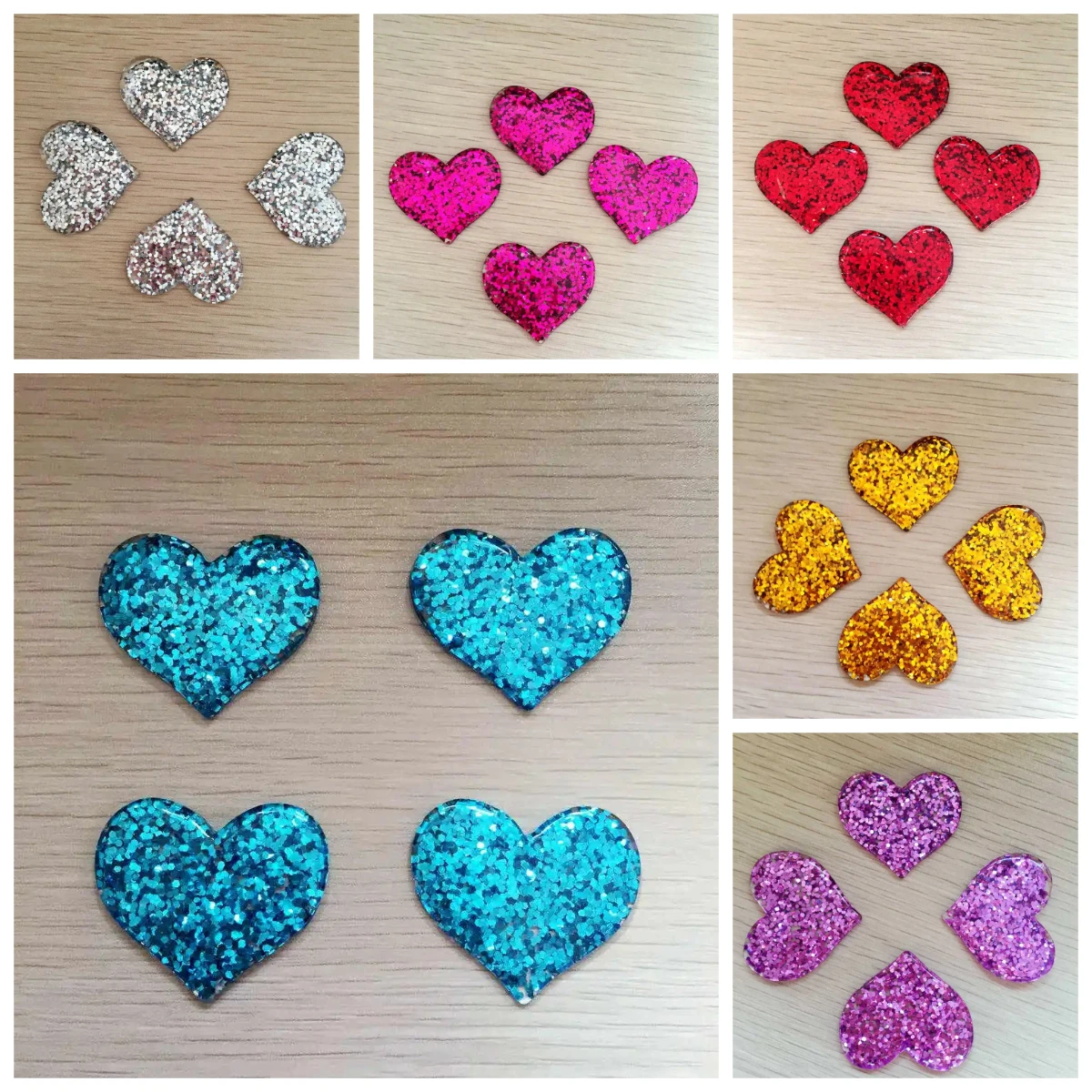 Wholesale Glitters 36mm Heart-Button Cabochon Resin Rhinestone Shiny Crafts Scrapbook Diy Accessories -HZ37