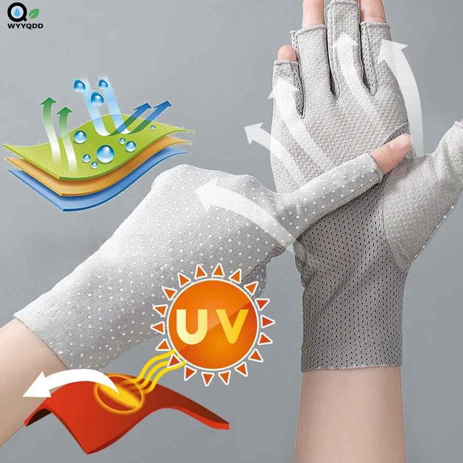 

Protection Gloves UPF 50+ UV for Gel Manicures Driving Cycling Camping Summer Outdoor Fingerless,Breathable Fabric