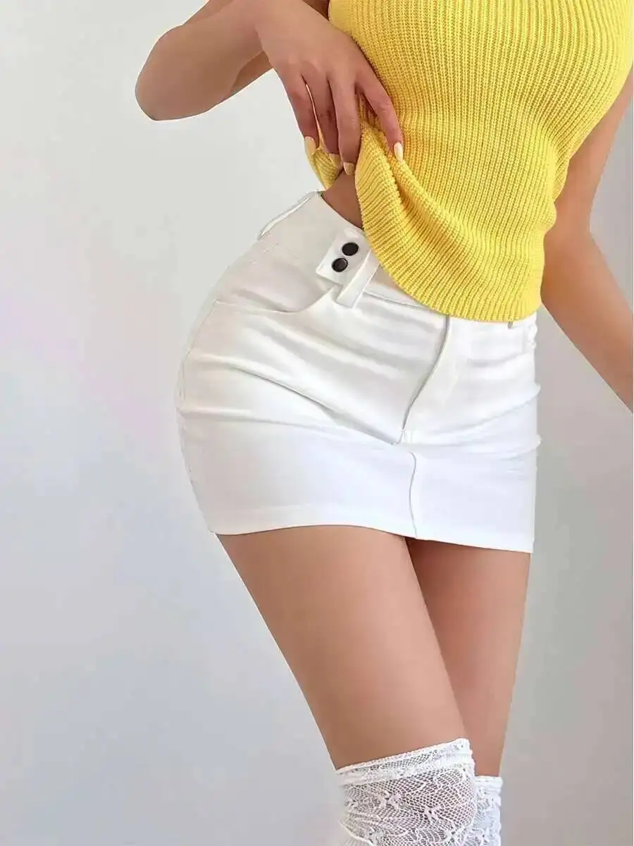 

Pure Desire Spicy Girl High Waist Look Thin Package Hip Skirt Female Design Sense Slim Versatile Half Body Mini Skirts H9ED