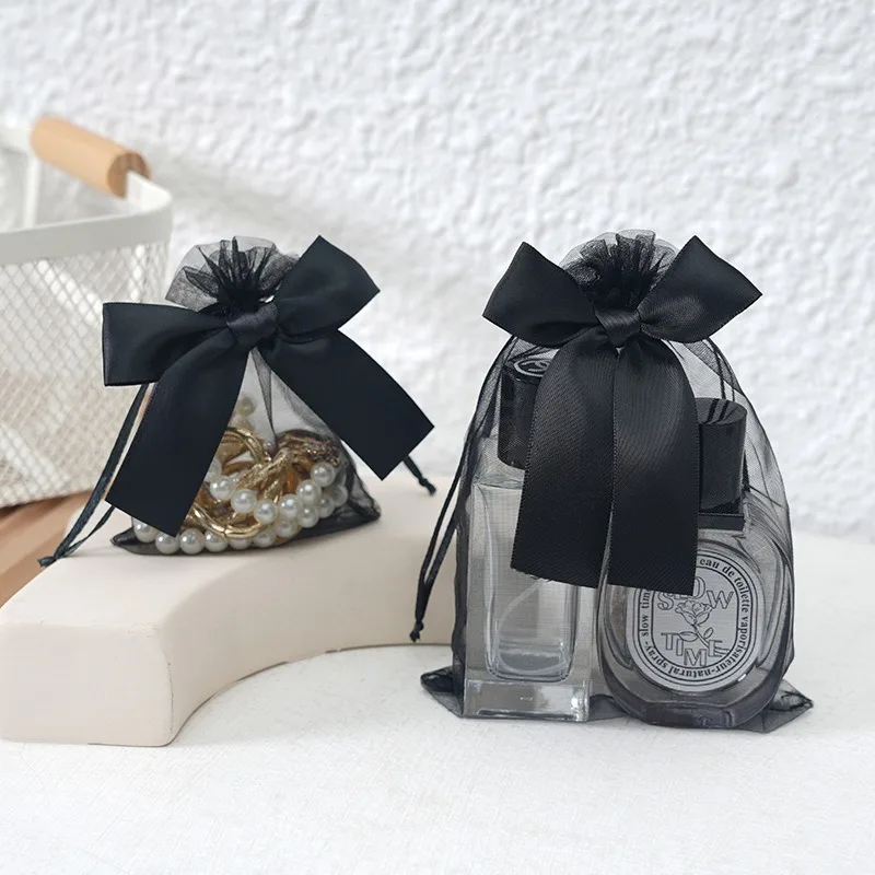 50 teile/los Bowknot Organza Geschenk Tasche Mehrfarbige Kordelzug Weihnachten Hochzeit Süßigkeiten Geschenk Tasche Kosmetik Parfüm Exquisite Verpackung – Detail 8