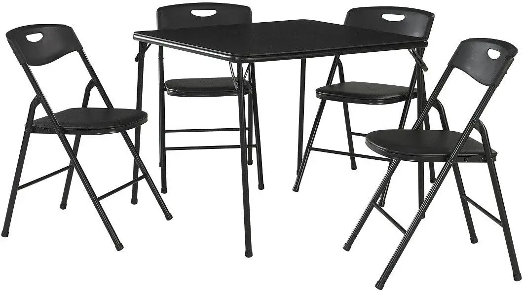 5-Piece Folding Square Table and Chair Set for Indoor and Outdoor Events, Black