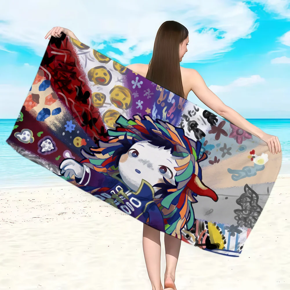 Beach Towel Large - Singer K-Kikuo Karikatür Havlu Yumuşak Hafif