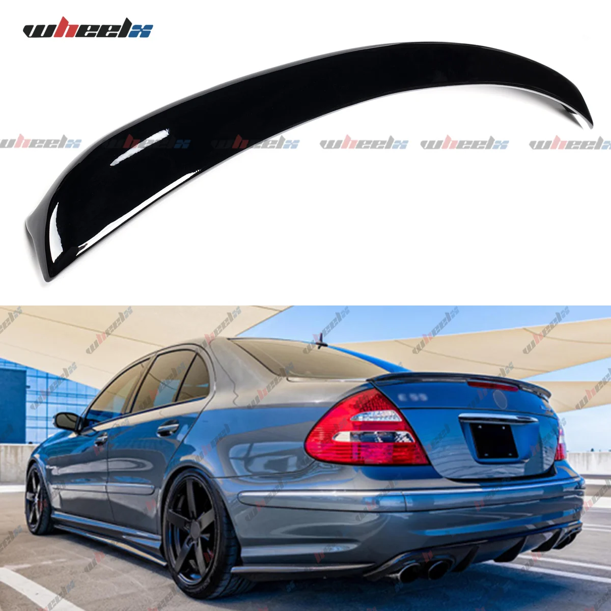 For Benz E W211 2003-2008 Rear Spoiler Wing Lip Rear Trunk Spoiler, Gloss Black, High Quality ABS