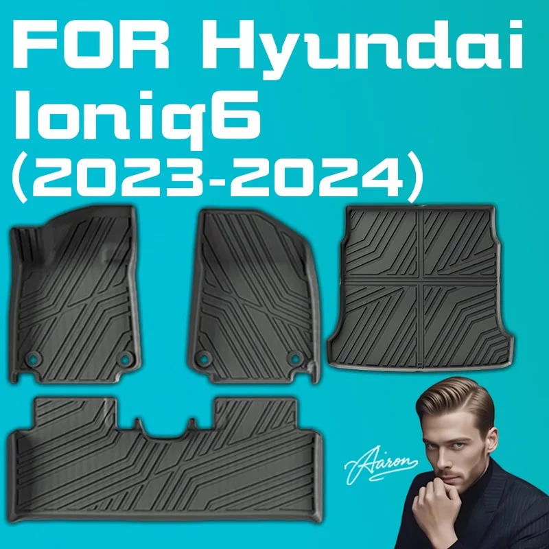 Для Hyundai Ioniq 6 2023-2024 TPE 3D напольные коврики, полный комплект всепогодных водонепроницаемых напольных вкладышей с грузовым багажником Ma (LHD), индивидуальная посадка