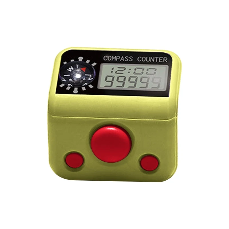 Finger Tally Counter with Compass Digital Electronic Tasbeeh Counters Lap Track Handheld Clicker Re-settable Counter E65B