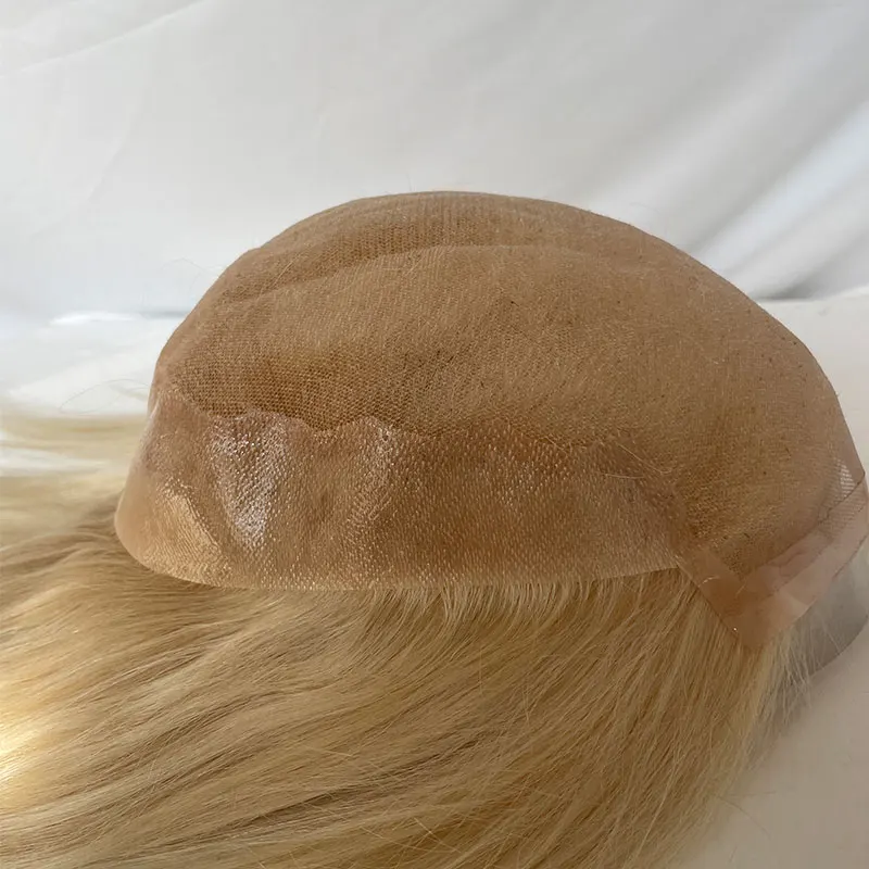 Q6 European Human Hair Toupee For Men 12IN Men's Hairpiece 10x8inch HD Swiss Lace Super Thin Skin Back Hair Replacement Wig#613