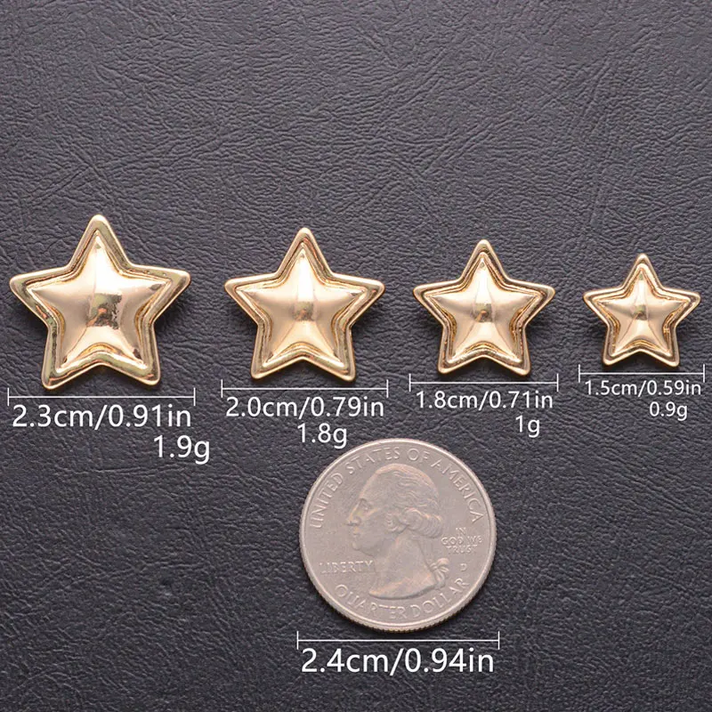 9 unids/pack exquisito botón personalizado de estrella de cinco puntas de alta gama, utilizado para combinar con las tapas, cajas de regalo, bolsas, pañuelos para la cabeza,