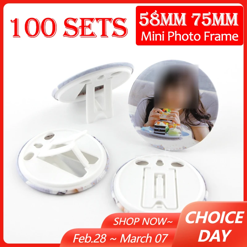 

100 комплектов 75 мм 58 мм DIY мини-рамка для фотографий, кнопки, детали значка, круглая жесть, фоторамка для ручного прессования, изготовление своими руками