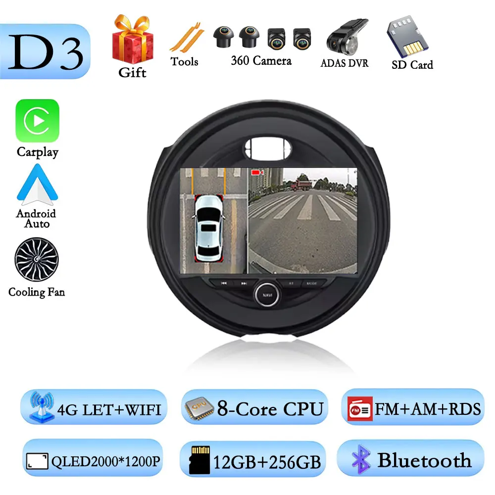 Voor BMW Mini Cooper F54 F55 F56 F60 2015-2018 2019 Android 16 Auto Video Multimedia Speler Carplay DSP stereo GPS Navigatie - afbeelding 1